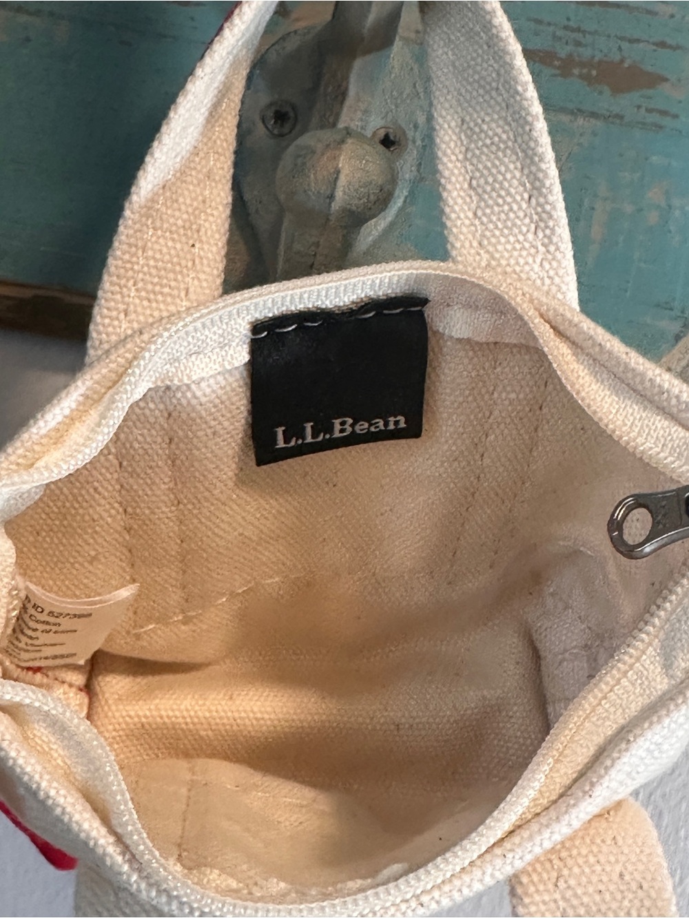 L.L. Bean Canvas Tote Charm in Red and Cream - Picture 7 of 9
